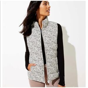 LOFT WOMEN VEST ANIMAL PRINT MULTICOLOR FULL ZIP WITH ZIP POCKETS small
